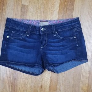 Paige Dark Wash Denim Shorts